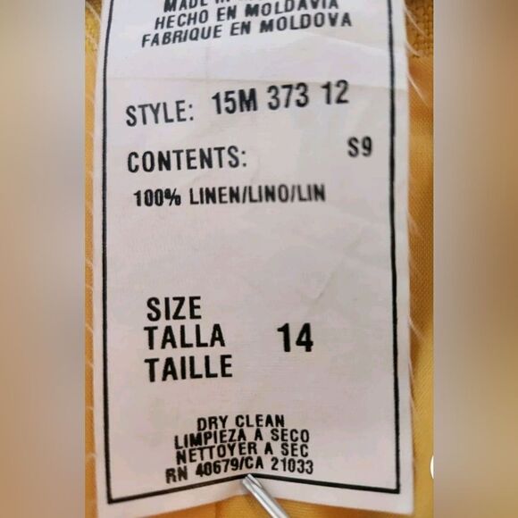 Harve Benard by BenardHolzman 14 Yellow 100%LINENCroppedPocketLined Women Blazer - Picture 4 of 7